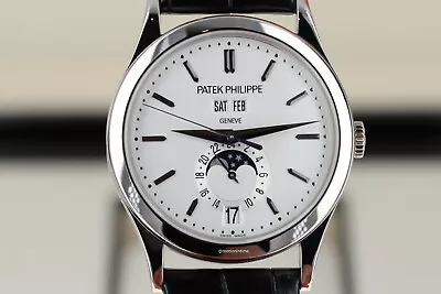 Patek Philippe 5396G-011 Annual Calendar Moonphase Opaline Argente 18kt WG • $54995