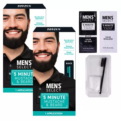 2 Packs Men's Black Hair Dye Mustache Beard 5 Minutes Permanent Brush In Color • $12.98