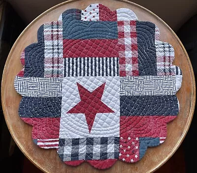 C&F Enterprises One Round Quilted Reversible Placemat Stars & Stripes Americana • $8.95