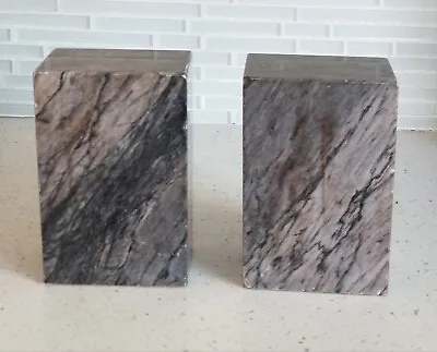 Mcm  Italian Green Marble Abstract Form Block Bookends  • $155