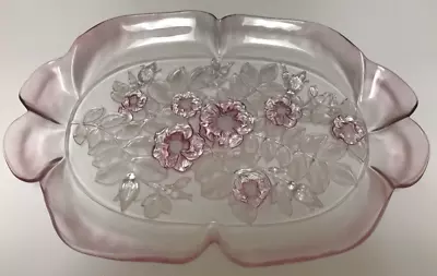 Mikasa Crystal Rosella Canape Tray Oval Serving Platter Pink Frosted Flowers • $46.99