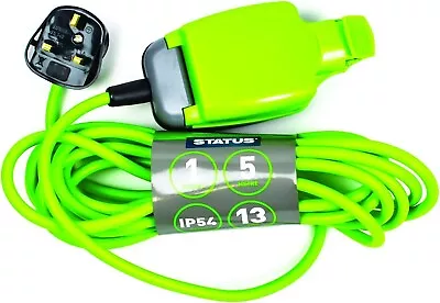 STATUS 1 Socket Extension Lead | 5m Green Waterproof Extension Cable |13 Amp • £19.99