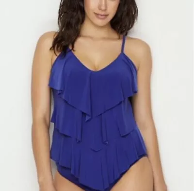 Magicsuit Solids Rita Tiered Tankini Top In Twilight Blue? SZ 16 EUC  • $45