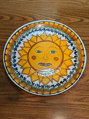 Sun Plate Platter  14  Mexico Wall Hanging Hand Painted Sun Face • $35