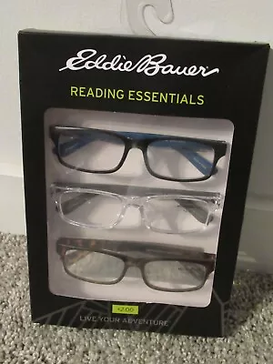 Eddie Bauer Designer Reading Essentials Eyeglasses 3 Pack Readers +2.00 • $29.99