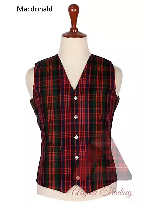 Tartan Kilt Vest For Men's Scottish Kilt Waistcoat 5 Button Vest 20+ Colors • $22.99