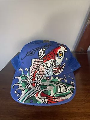 Vintage Y2K Don Ed Hardy Coy Koi Fish Tattoo Mesh Snapback Cap Trucker Hat • $39.99