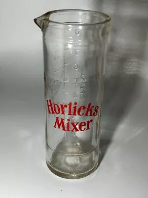 Glass Horlicks Mixer Measuring Jug Small Thin Glass Grammes Ounces Jug Jar  #LH • £2.99