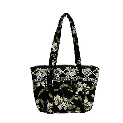 Vera Bradley Tote Handle Bag Black White Green Hipster Purse Inner Outer Pockets • $10.05