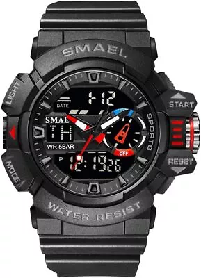 SMAELMen's Large Face Outdoor Sports Watches Military Watch Digital Mens Watch • $43.99