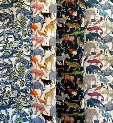 Liberty Tana Lawn Fabric Scrap Packs Queue For The Zoo Etc 100% Cotton (Blues) • £8.25