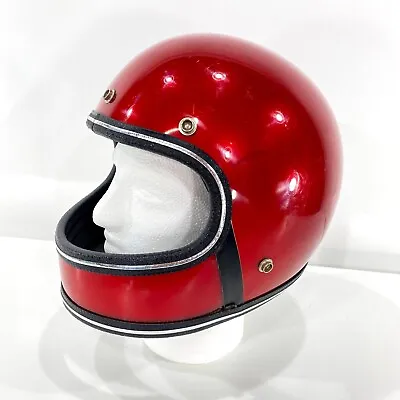 VTG DOT Norcon TW-1FF Motorcycle Snowmobile Full Face Helmet M Red Glitter BMX • $39.95