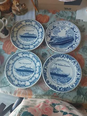 4 BLAUW DELFTS  HOLLAND AMERICA CRUISE SHIP PLATES Royal Goedewaagen  • $14