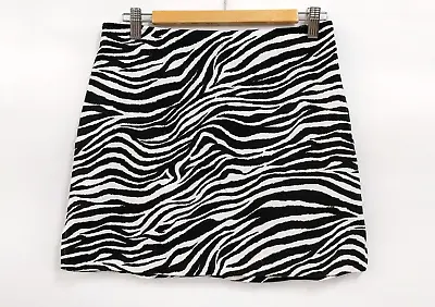 STAR City USA Vintage Black White Zebra Animal Print Mini Denim Skirt Size 10 • $36