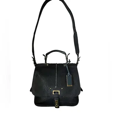 Joy Gryson Ophelia Genuine Leather Messenger/Top Handle Bag Black • $175