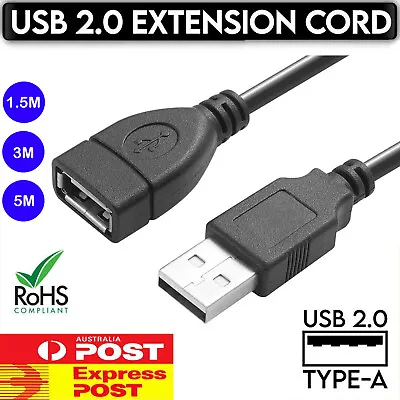 $4.99 • Buy HIGH QUALITY UPTO10M USB Extension Data Cable 2.0 A Male To A Female Computer TV