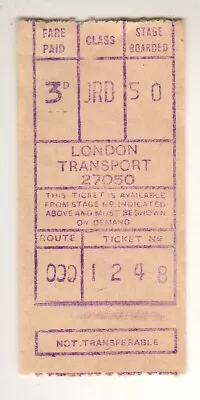 Bus / Tram Ticket London Transport Gibson M/c No 27050 • £3.99