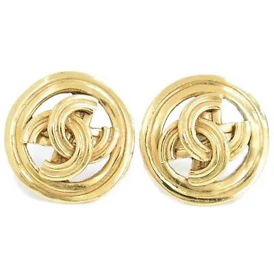 CHANEL Coco Mark Gold Plated Earrings Ear Clip • £396.51