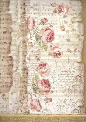 £2.10 • Buy Rice Paper For Decoupage A/4 - Roses And Music