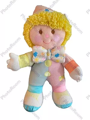 Vintage 1987Cozy Bows 16” Plush Stuffed Clown Baby Rattle Curly Hair. Pre-owned • $15