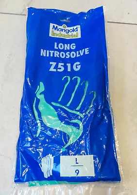 Marigold Industrial Z51G Green Long NITROSOLVE Gloves Large / 9  Two Pairs • £10.96