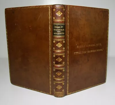 1908 THE VICAR OF WAKEFIELD Oliver Goldsmith FINE FULL LEATHER BINDING • £30