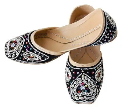 Women Shoes Handmade Indian Wedding Mojaries Jutties Flats Leather Size US 6 • $35.99