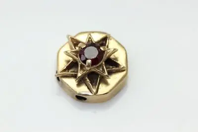 Vintage 14k Gold Star Garnet Slide Charm Bracelet Close Back 2 Holes • $248