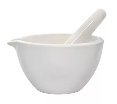 Porcelain Mortar & Pestle Set 30oz - Unglazed Grinding Surface - Eisco Labs • $30.99