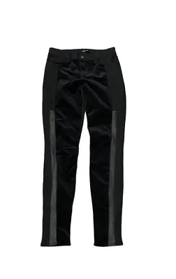 J Brand Nicola Womens Black Velvet Leather & Denim Jeans 25 Holiday Cocktail • $10