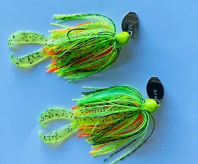2 - 1/2oz MICRO Bladed Vibrating Swim Jig Fire Tiger With Swimbait Trailers • $15.99