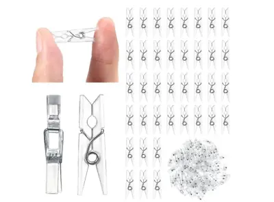 Fuyamp 100 Pcs Clear Mini Pegs3.5cm Small Crafting Pegs Plastics Mini Clear Pe • £6.10