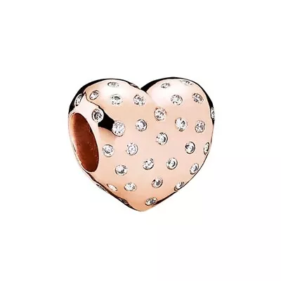 Sparkle Of Love Heart Authentic PANDORA Rose Gold Plated Charm 781241CZ • $44.90