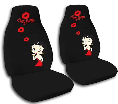 $89.99 • Buy 2 Front  Or Rear Bench Black Betty Boop Velvet Seat Covers For Your Car