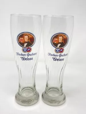 Hacker-Pschorr Weisse  2 Tall Beer Glasses 9 1/2” Tall Swirl Pilsner Beer • $38.95