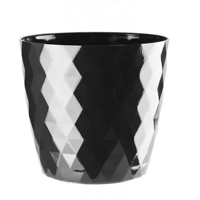 £3.99 • Buy Black Crystal Round Plastic Plant Pot Holder Modern Decorative Small Mid Large