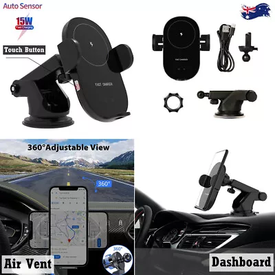 Automatic Clamping Wireless Qi Car Fast Charger Dash Mount Air Vent Phone Holder • $19.99