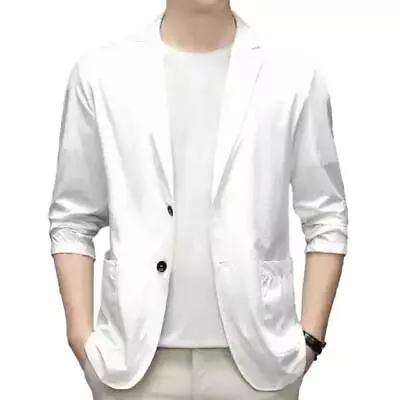 Men's Summer Lightweight Suit Jacket Ice Silk Anti-Wrinkle Breathable US • $19.99