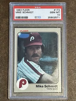 1983 FLEER #173 MIKE SCHMIDT PHILLIES HOF PSA 10 Gem Mint • $59.99