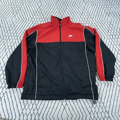 Vintage Nike Jacket Men XL Black Red Track Suit Coat Warm Up Windbreaker Y2K 00s • $39.91