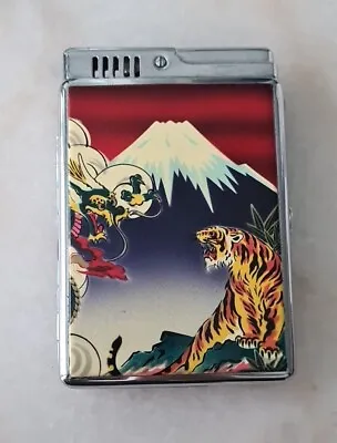 Vintage Hadson lighter & Cigarette Combination Case With A Mount Fuji And Tiger  • £29.99