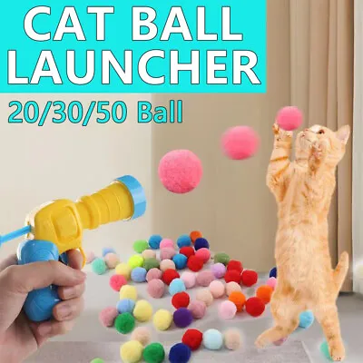 1 Cat Ball Launcher + 20-50Pcs Plush Ball Cat Toy Balls Elastic Cat Ball Toy • $11.99