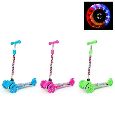 3 Wheel Kids Scooter Child Kick Flashing LED Light Up Push Adjustable XMAS Gift • £24.99