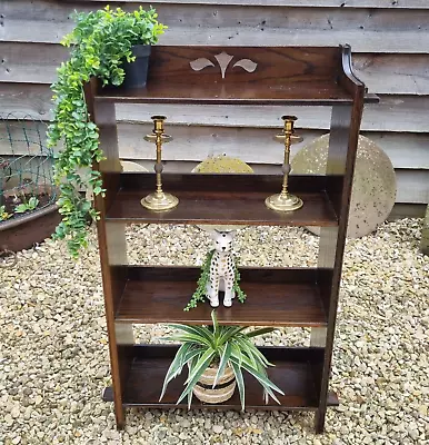 Antique Arts & Crafts Oak Bookcase Book Shelf Pegged Open Back 4 Tier • £199.99