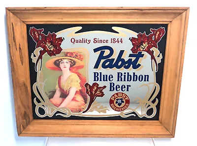 Vintage Wood Framed Pabst Woman Lady Advertising Mirror Sign • $59.95