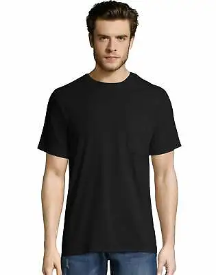 Hanes Men's T Shirt 2 Pack Pocket Short Sleeve Tee Value X Temp FreshIQ Workwear • $17.33