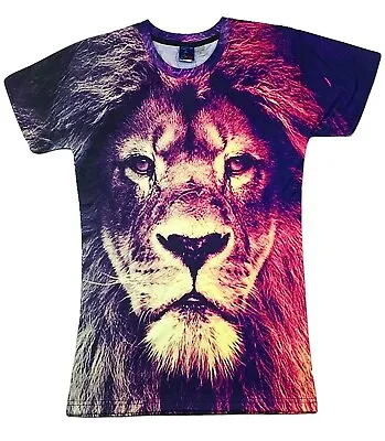 £14.99 • Buy Majestic Lion T-Shirt Tie Dye Acid Wash Festival Safari Jungle 3D Printed Cool