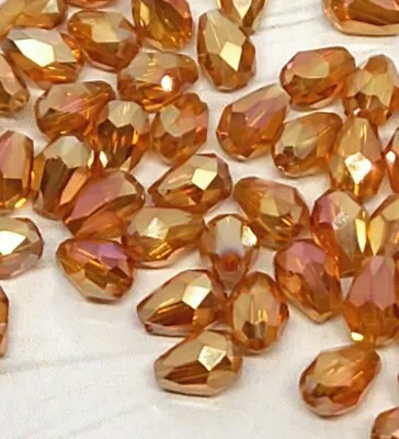 £1.79 • Buy Orange Golden Red AB Rainbow TEARDROP CRYSTAL GLASS DROP Beads 70pcs 5x3mm 