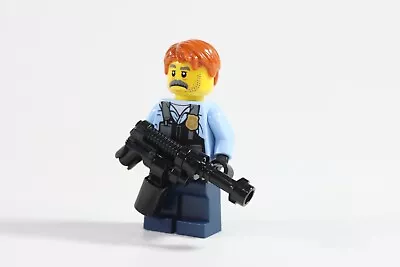 LEGO® City Minifigure Police SWAT Elite Soldier Tough Guy Heavy Gun • $10.99