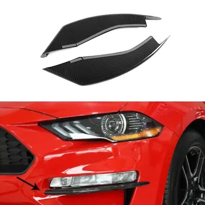 Pair Carbon Fiber ABS Front Fog Light Lamp Cover Trim For Ford Mustang 2018+ • $27.99